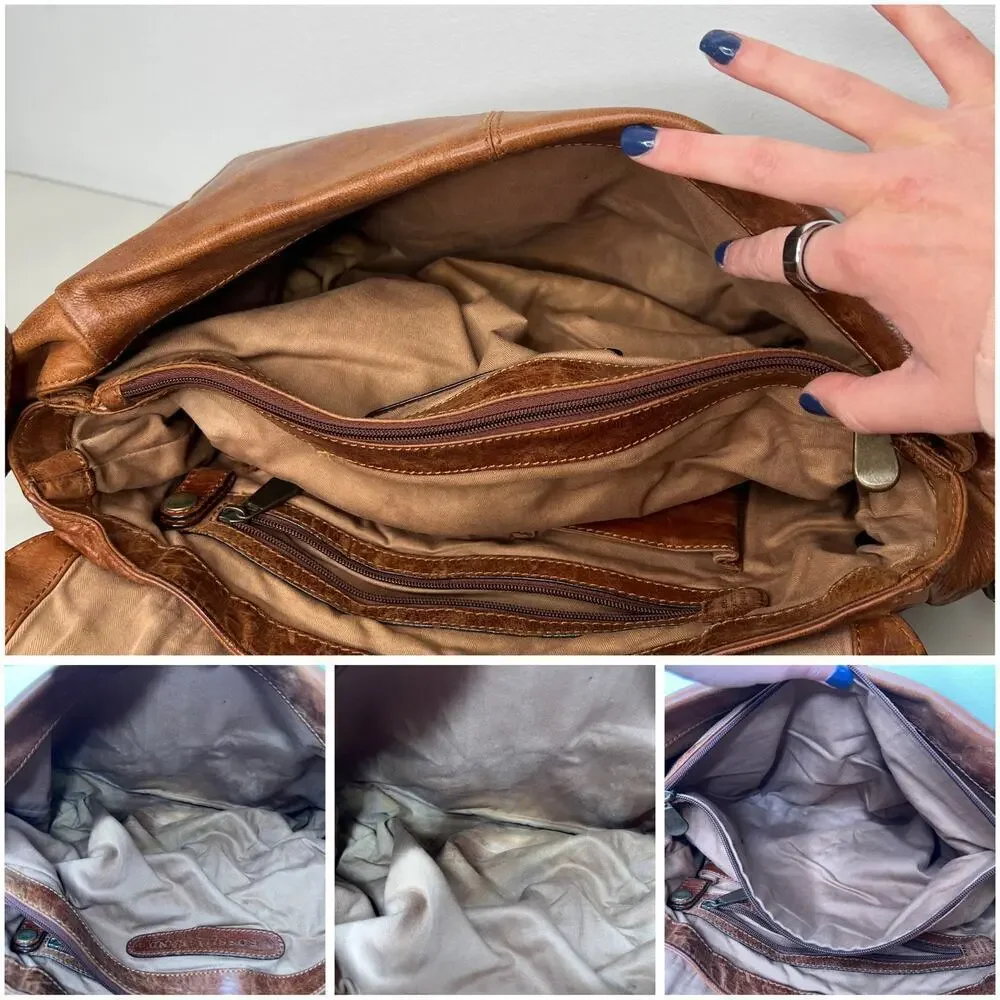 Fossil Brown Cognac Leather Briefcase Bag Shoulder